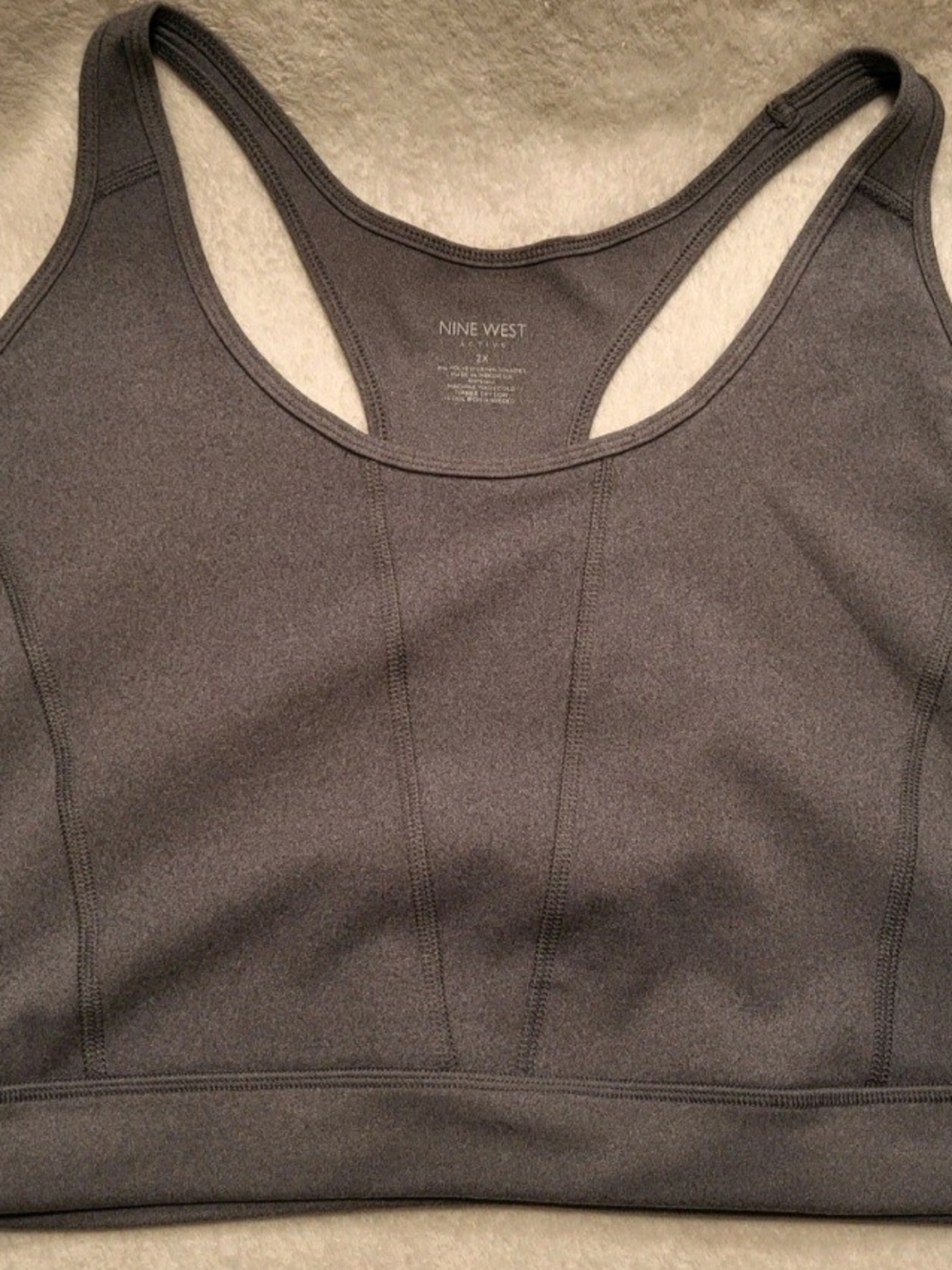 Nine West Active Plus Racer Back Sports Bra Yoga Gray Activewear Wireless 3X